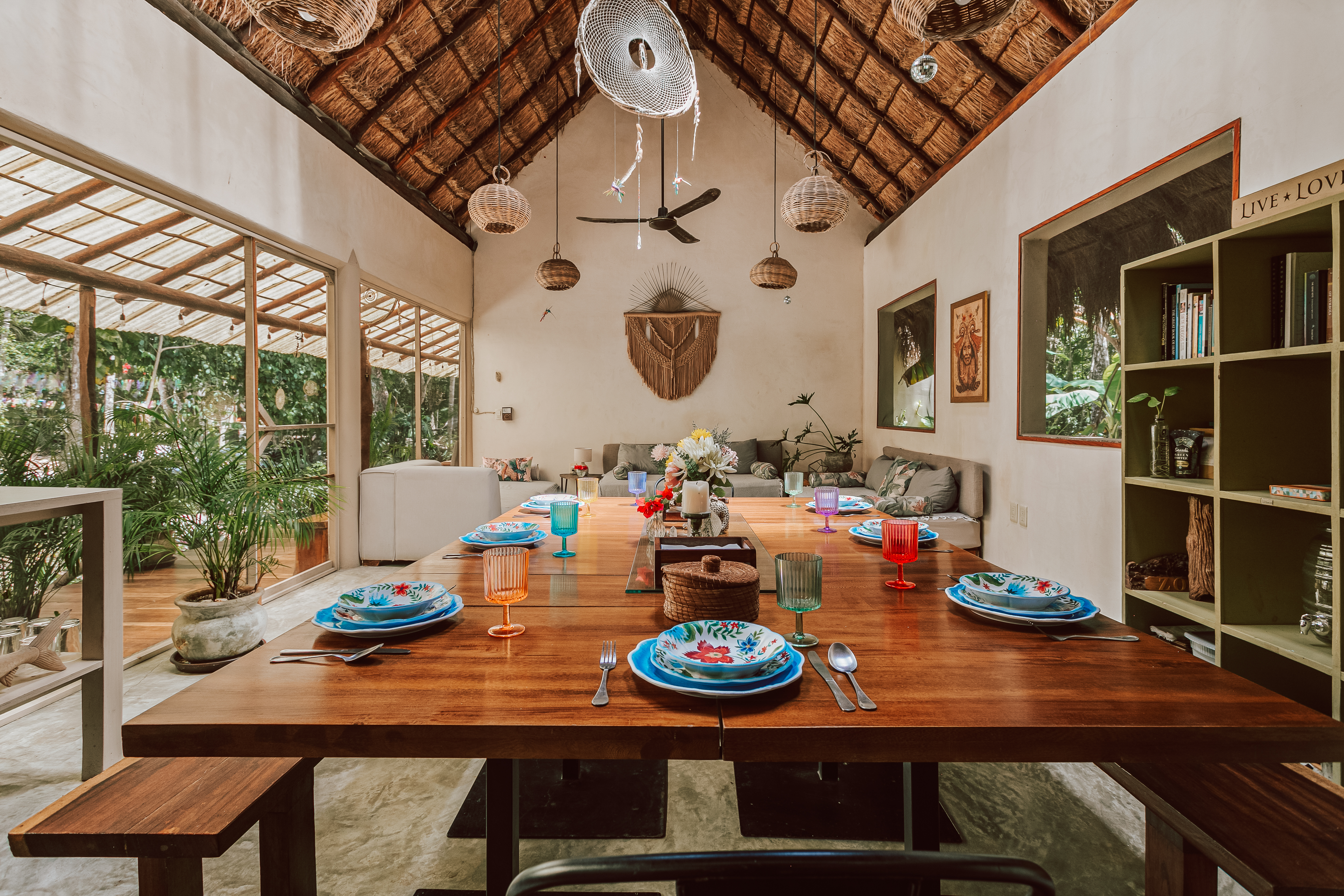 14-seat communal dining table at Casa Arkaana